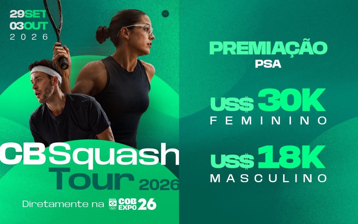 COB Expo receberá campeonato internacional de Squash com mais de R$300 mil em premiação