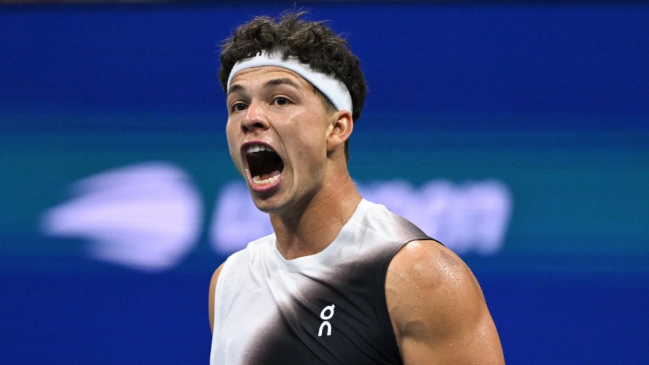 Ben Shelton em vitória no US Open 2026.