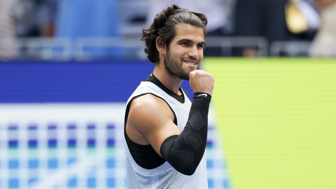 Carlos Alcaraz em ação no US Open 2026.