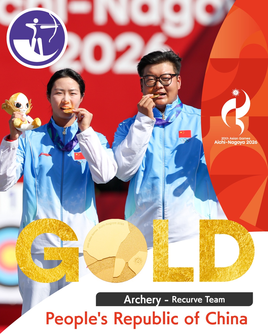 China fatura as vagas olímpicas do Tiro com arco por equipes mistas no recurvo dos Jogos Asiáticos